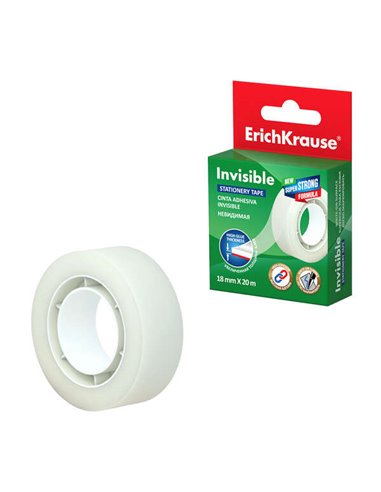 ErichKrause - Ruban Adhésif Invisible - 18mmx20m - Couleur Transparente