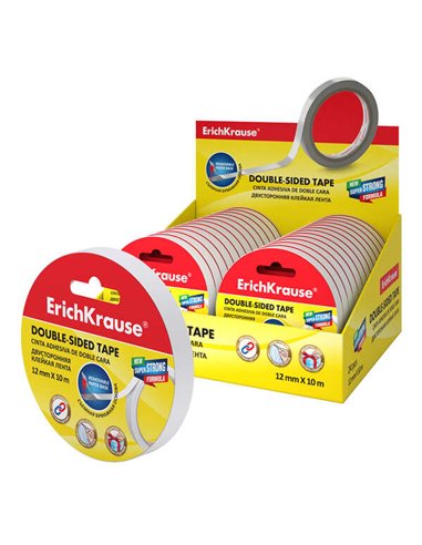 ErichKrause - Ruban Adhésif Double Face - 12mmx10m - Présentoir 24 pcs. - Transparent