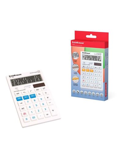 ErichKrause - Calculatrice électronique Cc-352 à 12 chiffres - Écran LCD - Fonctions mathématiques de base - Mémoire - Énergie s