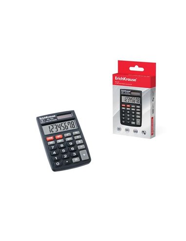 ErichKrause - Calculatrice électronique à 8 chiffres - Écran LCD à 8 chiffres - Fonctions de calcul avancées - Mémoire - Pile al