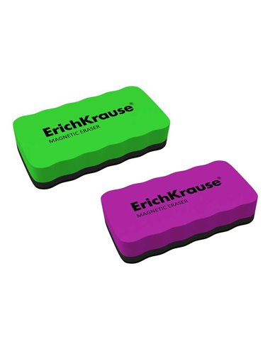 ErichKrause - Gomme magnétique pour tableau blanc - Nettoyage à sec - Aimants intégrés - Sans trace - Couleurs assorties