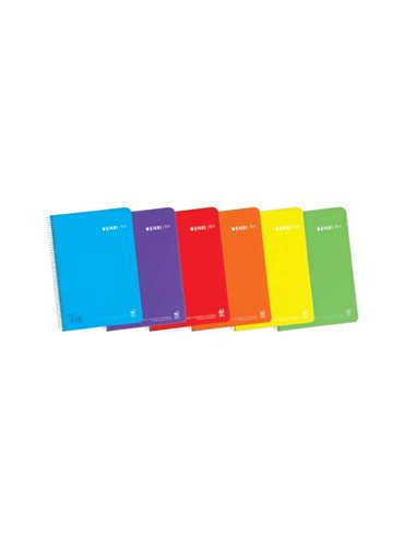 Enri - Cahier à Spirales Plus Format Quart Uni - 80 Feuilles 90gr - Couverture Plastique - Couleurs Assorties