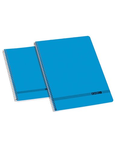 Enri - Cahier à spirale à couverture souple Office 4ème - Taille 4ème - Grille 4x4 - Couleur bleue