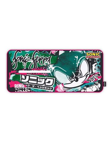 Energy Sistem - Tapis de Souris Gaming ESG Sonic Graffiti - Taille XXL - Base en Caoutchouc Antidérapant - Couleur Bleu