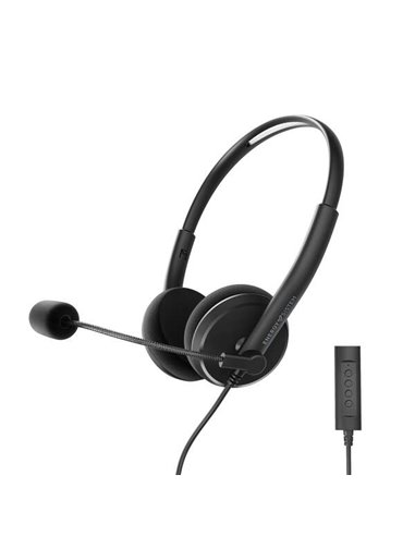 Energy Sistem - Casque Office 2+ - USB et 3,5 mm - Contrôle du volume - Microphone avec bras rétractable - Couleur noire