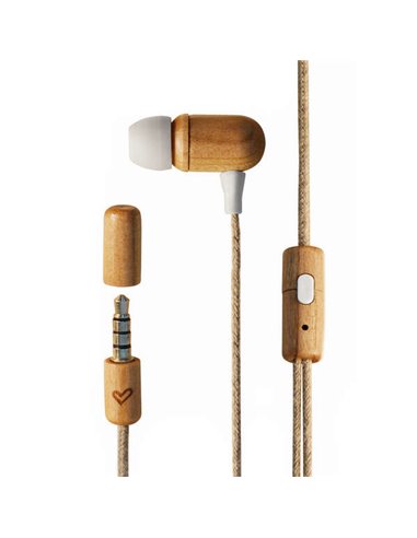 Energy Sistem - Casque Eco CherryWood - Mini Jack - Bois Durable - Câble Chanvre - Microphone - Contrôle de Conversation - Coule