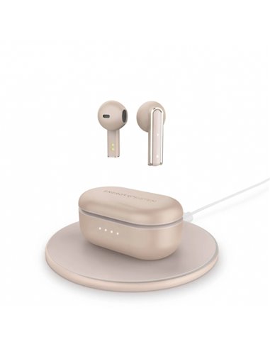 Energy Sistem - Écouteurs Bluetooth True Wireless - Base de chargement sans fil incluse - 25 heures de musique - Couleur Or Rose