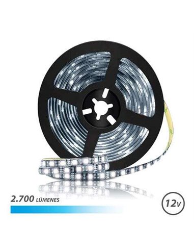 Elbat - Bande LED 12V 2700lm - Lumière Froide 6500K - 30 Leds par Mètre - Longueur 5m