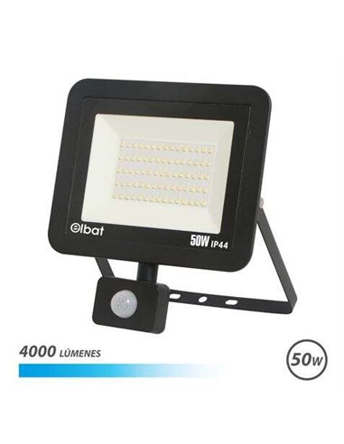 Elbat - Spot Led Série Slim 50W avec Détecteur de Mouvement 4000lm - Lumière Froide 6500K - IP44