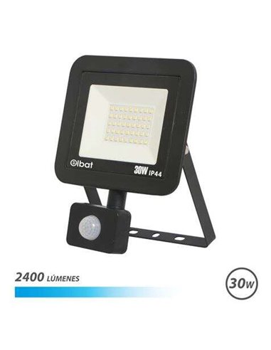 Elbat - Spot LED Série Slim 30W avec Détecteur de Mouvement 2400lm - Lumière Froide 6500K - IP44