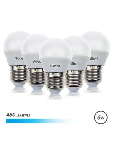 Elbat - Pack de 5 Ampoules LED G45 6W E27 480lm - Lumière Froide 6500K