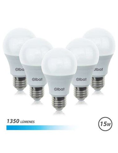 Elbat - Pack de 5 Ampoules LED A60 15W E27 1350lm - Lumière Froide 6500K