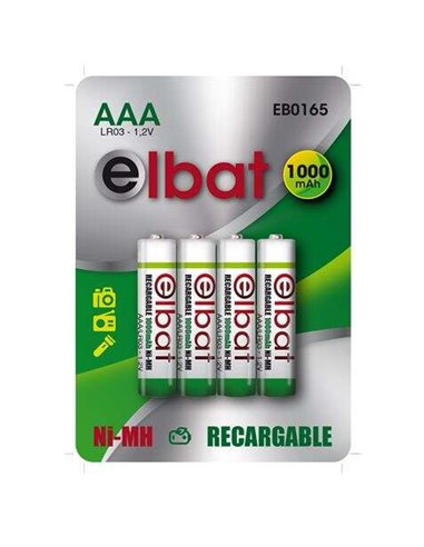 Elbat - Pack de 4 Piles Rechargeables LR03 AAA 1000mAh