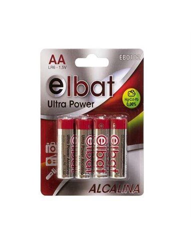 Elbat - Pack de 4 Piles Alcalines LR6/AA