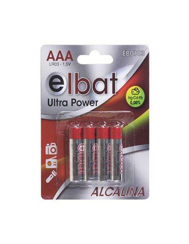 Elbat - Pack de 4 Piles Alcalines LR03/AAA