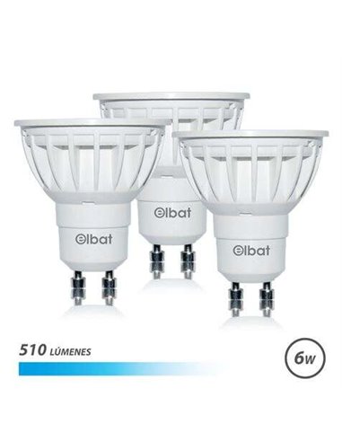 Elbat - Pack de 3 Ampoules LED GU10 6W 510lm - Lumière Froide 6500K