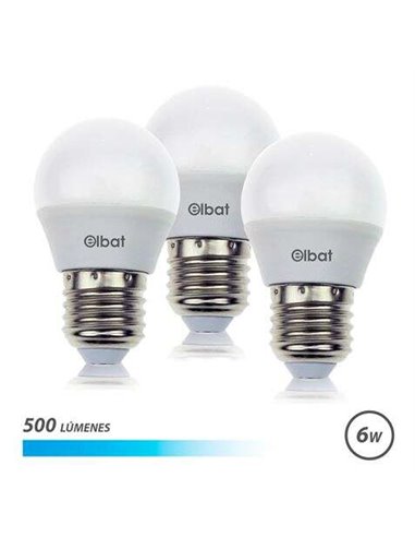 Elbat - Pack de 3 Ampoules LED G45 6W - 500LM - Culot E27 - Lumière Froide