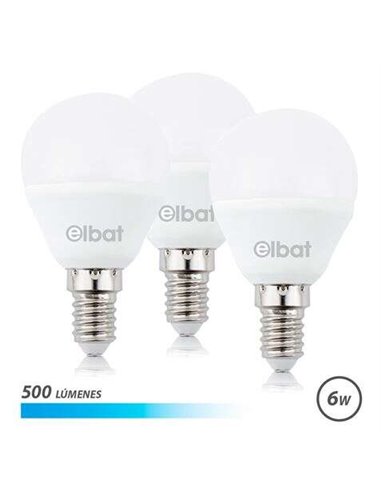 Elbat - Pack de 3 Ampoules LED G45 6W - 500LM - Culot E14 - Lumière Froide