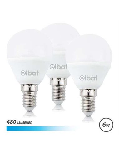 Elbat - Pack de 3 Ampoules LED G45 6W E14 480lm - Lumière Froide 6500K