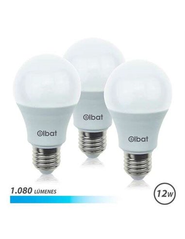 Elbat - Pack de 3 Ampoules LED A60 12W - 1080LM - Culot E27 - Lumière Froide