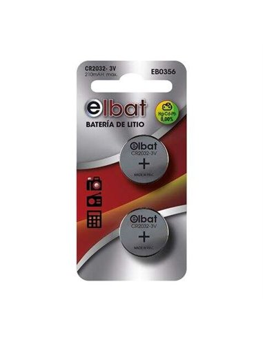 Elbat - Pack de 2 Piles Bouton Lithium CR2032 3V