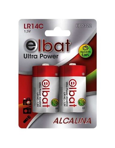 Elbat - Pack de 2 Piles Alcalines LR14C