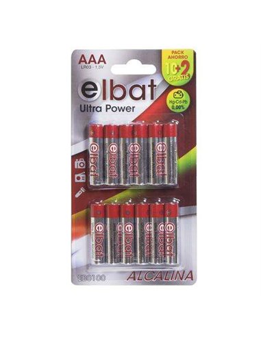 Elbat - Pack de 12 Piles Alcalines LR03/AAA