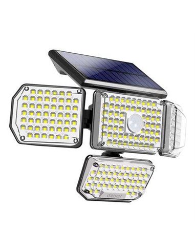 Elbat - Spot Solaire Quadruple avec Capteur LED 430lm - Détecteur de Mouvement 3 - 5m - Panneau Solaire Intégré 5,5V, 1,5W - Bat