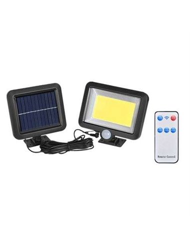 Elbat - Spot Solaire + Télécommande - 1000LM - Lumière Froide 6500K - Détecteur de Mouvement - Batterie 1200mah