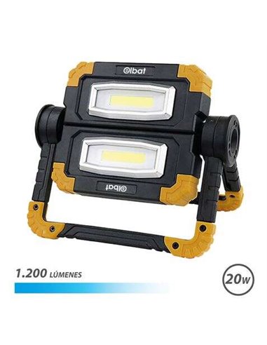 Elbat - Spot Led Rechargeable 20W - 1200 Lumens - Lumière Froide 6500K - Batterie 5000mAh - Autonomie de 5 à 9 heures