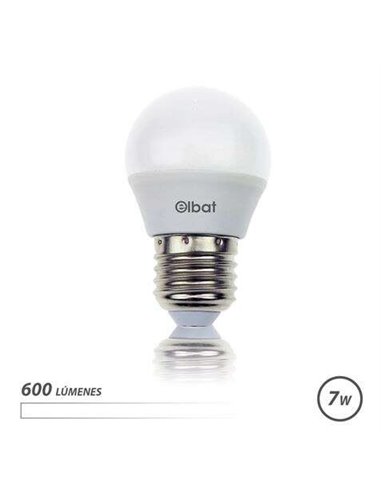 Elbat - Ampoule LED - Puissance : 7W - Lumens : 600 - Type de lumière : Lumière blanche 4000K - Culot : E27 - Angle : 220º - Dim