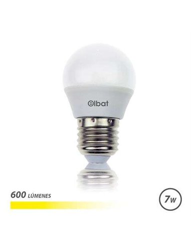 Elbat - Ampoule LED - Puissance : 7W - Lumens : 600 - Type de lumière : Lumière chaude 3000K - Culot : E27 - Angle : 220º - Dime