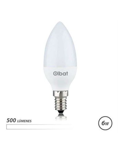 Elbat - Ampoule LED - Puissance : 6W - Lumens : 500 - Type de lumière : Lumière blanche 4000K - Culot : E14 - Angle : 180º - Dim