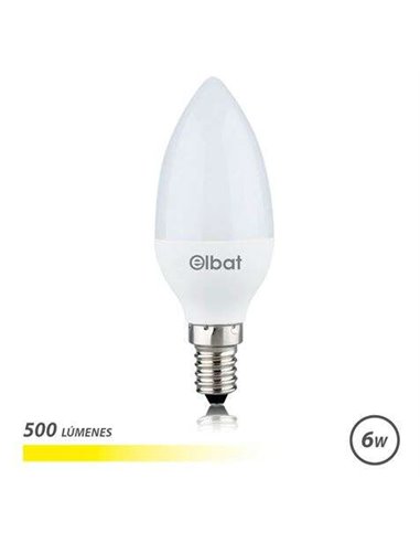 Elbat - Ampoule LED - Puissance 6W - Lumens 500 - Type de lumière 3000K Lumière Chaude - Culot E14 - Angle 180º - Dimensions 37X