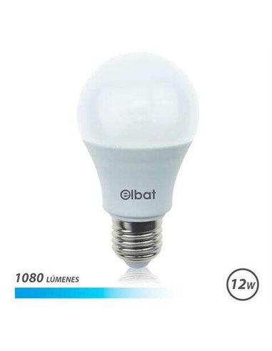 Elbat - Ampoule LED - Puissance 12W - Lumens 1080 - Type de lumière 6500K Lumière Froide - Culot E27 - Angle 220º - Dimensions 6