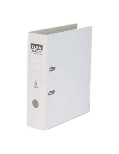 Elba - Classeur Plast Format A4 - Largeur 80 mm - Avec Levier et Rado - Résistant et Durable - En PVC - Couleur Blanc