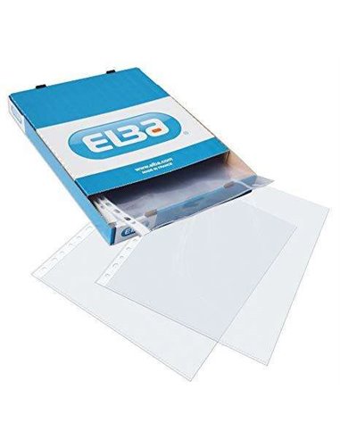 Elba - Paquet de 100 Couvertures PP Multi-Percées 90 Microns - Format Folio - Finition Cuir Orange - Transparent