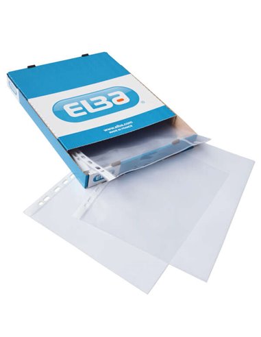 Elba - Paquet de 100 Pochettes Multi-Forets PP 70 Microns - Format A4 - Finition Cristal - Transparent