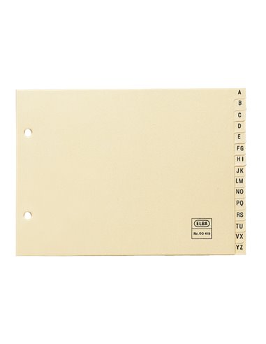 Elba - Index Alphabétique 4ème 15 Positions - Carton 180g - Couleur Beige - Organisation Alphabétique - Résistant et Durable