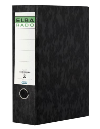 Elba - Classeur à levier en carton compact - Dos 80 mm - Carton compact résistant - Couleur Noir