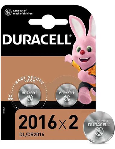 Duracell - Pack de 2 Piles Bouton Lithium DL2016 3V - Baby Secure Technology