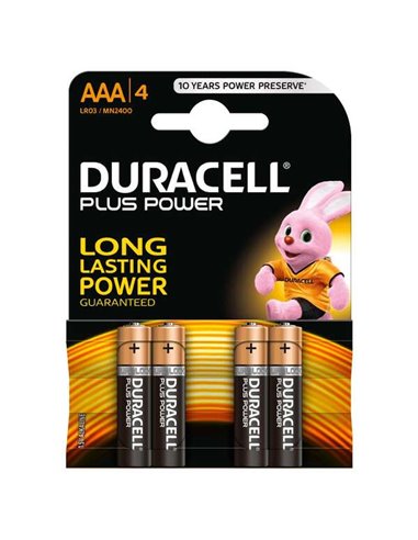 Duracell - Piles alcalines AAA MN2400B4 LR03 1,5V Plus Power (4 unités)