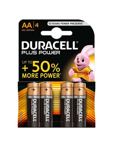 Duracell - Piles alcalines AA MN1500B4 LR6 1,5V Plus Power (4 unités)