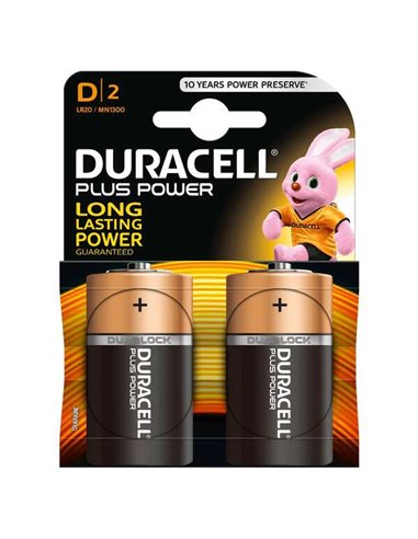 Duracell - Piles alcalines D MN1300B2 LR20 1,5V Plus Power (2 unités)