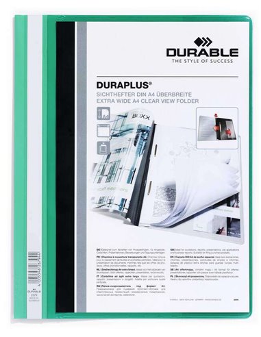 Durable - Dossier à fermeture Duraplus - Pour format A4+ - Compartiment intérieur - Couverture arrière verte