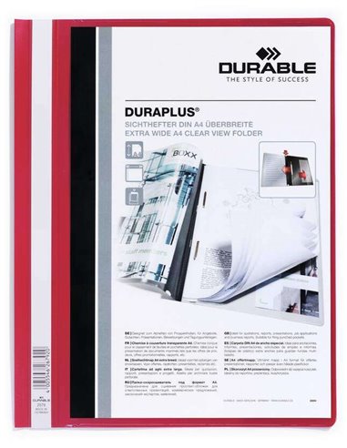 Durable - Dossier à fermeture Duraplus - Pour format A4+ - Compartiment intérieur - Couverture arrière rouge