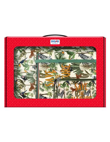 Dohe - WWF Save the Nature Pack Grand Sac à Dos + Trousse Triple + Classeur 4 Anneaux Format A4 avec Recharge de 100 Feuilles