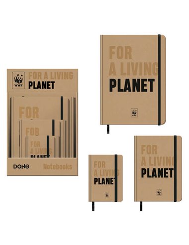 Dohe - Présentoir WWF Classique de 12 Carnets Cartonnés - Formats A4, A5 et A6 - 96 Feuilles Lisses sur Papier Baleiné 80 g/m2 -