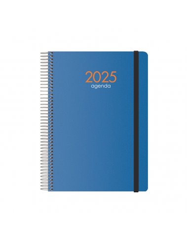 Dohe - Agenda Annuel Syncro - Vue Semaine - Couverture Plastique - Fermeture Elastique - Taille 15x21cm - Couleur Bleu