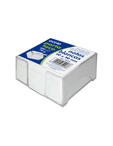 Dohe - Support de Bureau avec Bloc-Notes - 90x90mm - Papier Blanc 70g - En Plastique Injecté Transparent